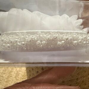 Bonnie Jean White Pearl Embellished Hairband with communion veil